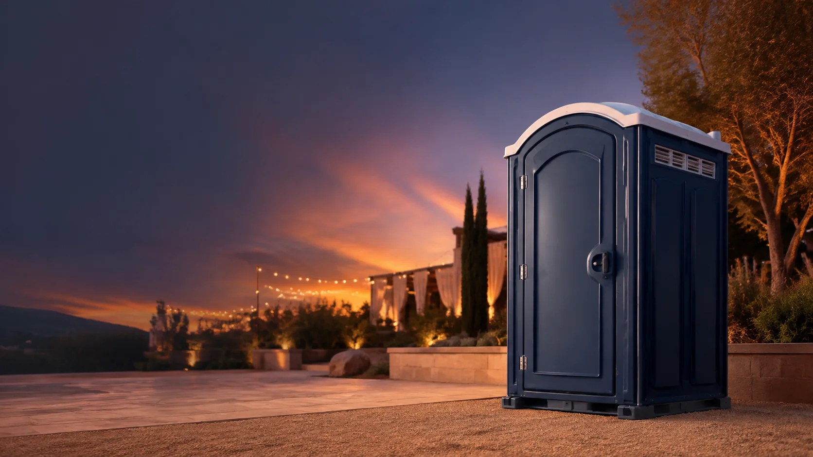 Portable restroom shown for rental planning in Shelby, NC
